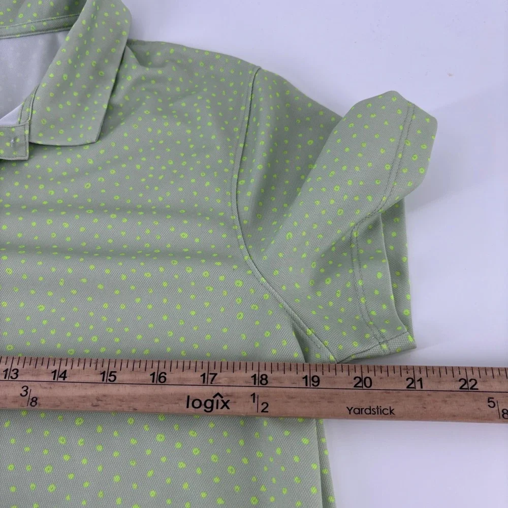 Nike Polo Shirt Womens L Green Dri-FIT Micro Dot Short Sleeve Golf Tennis Top